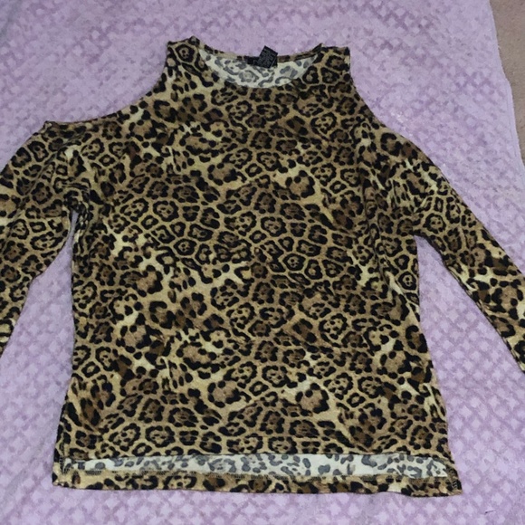 Girls Night Out Warm Felt Sexy Leopard Print Cheetah Long Sleeves thermal Top - Picture 15 of 16